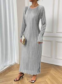 Chiquease Women's Long Pleated Dress - Grey - View 4