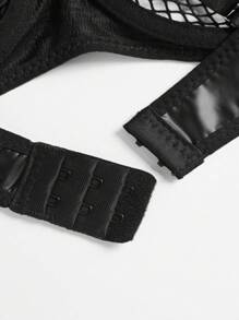 Chi tiết đáng kinh ngạc Chuỗi liên kết Vòng thép Garter Bộ đồ lót - màu đen - Xem 5