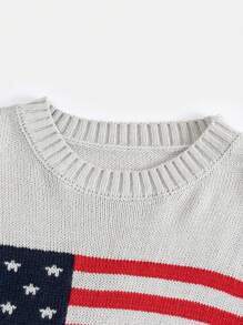 Muchica Women's American Style Patterned Sweater - Grey - View 4