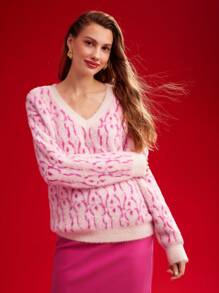 MOTF PREMIUM ALLOVER PRINT V-NECK SWEATER - Multicolor - View 9