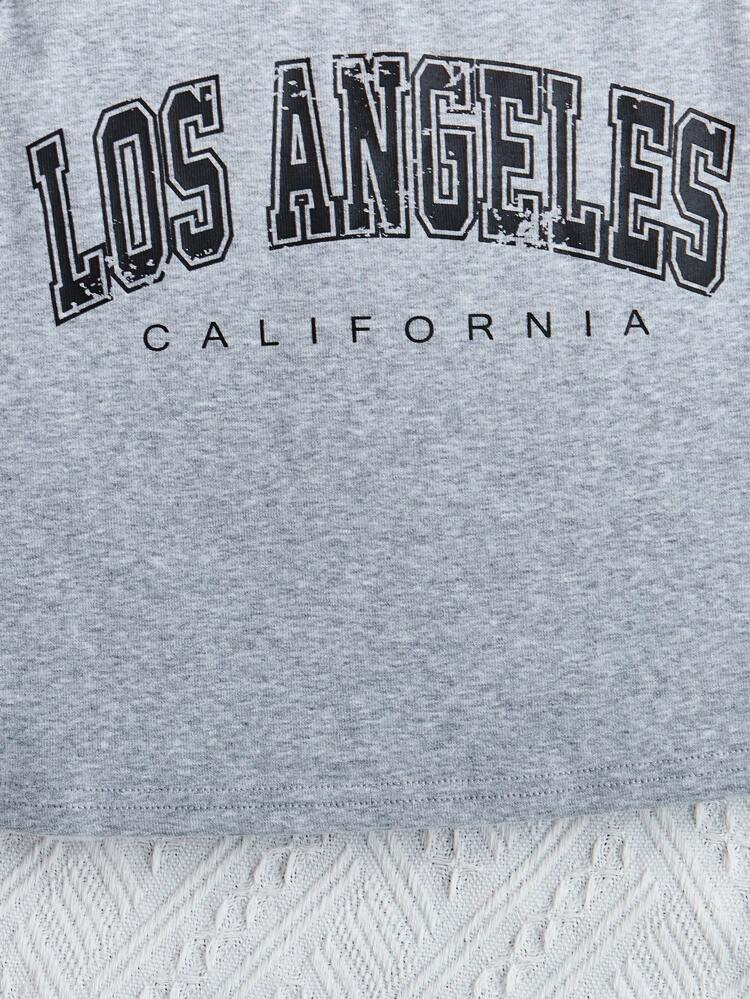 3pcs/set Tween Girls' Letter Printed Sleeveless Top