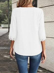 EMERY ROSE Blusa De Patchwork De Encaje Con Cuello En V