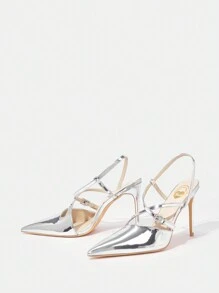 SheIn SXY Của phụ nữ Giày cao gót Giày nữ Baotou - Bạc - Xem 3