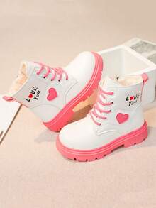 Girls' Boots New Arrival For Autumn Or Winter, High-tops Children Short Boots With Warm Lining, Flat-soled, Suitable For Big And Middle Girls