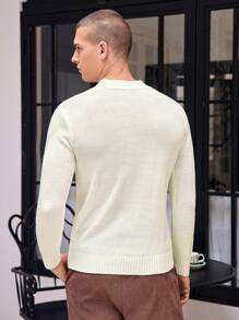 Manfinity Hypemode Nam Áo len dệt kim Với Quốc kỳ Thiết kế Tay áo dài - trắng - Xem 2