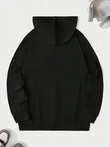 RueChic Men Slogan Graphic Zip Up Drawstring Hoodie - Black - View 6