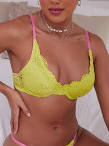 SHEIN 蕾絲push-up胸罩 - 綠色 - 查看 4