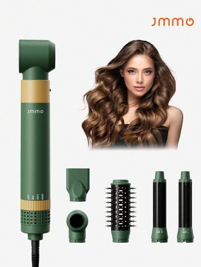 JMMO Brosse Sèche-cheveux, Brosses à air chaud, Brosse à air chaud électrique 5-en-1, Brosse à air chaud et volumisateur anti-frisottis de salon pour boucler, lisser et coiffer, Fer à friser et peigne à cheveux détachables et interchangeables pour usage domestique, femmes et hommes, Instruments de soins de beauté et d'hygiène personnelle nécessaires - prise UE