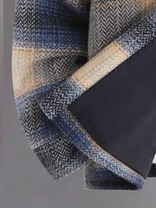 SHEIN Unity Quý cô Kẻ sọc Single-breasted áo - Màu xanh hải quân - Xem 4