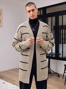 Manfinity Homme Men's Striped Casual Design Cardigan - Multicolor - View 1