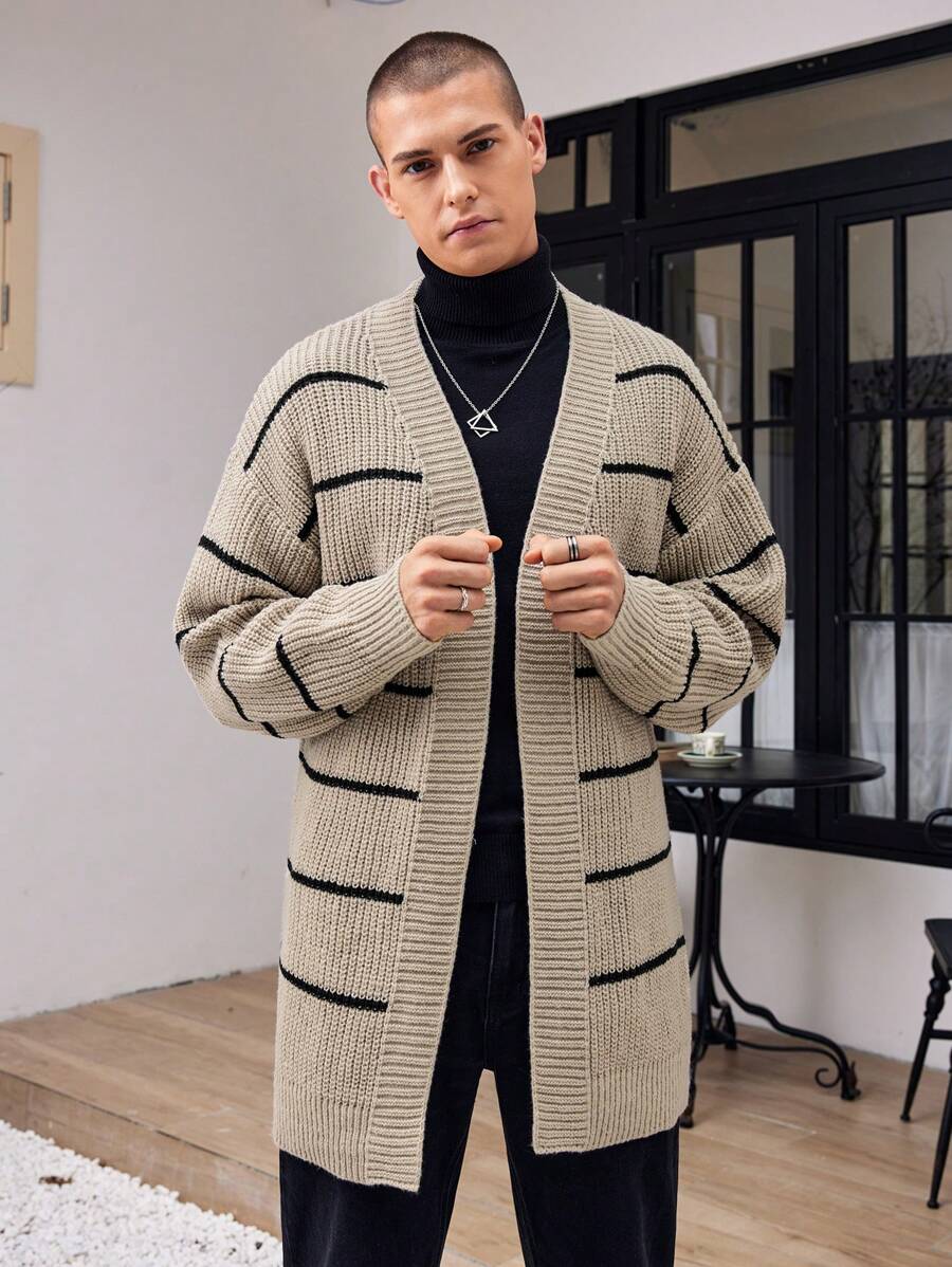 Manfinity Homme Men's Striped Casual Design Cardigan - Multicolor - View 1