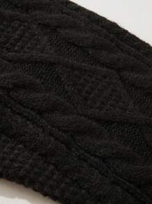 ANDREILEE Men's Casual Versatile Solid Color Knitted Sweater With Braided Floral Pattern - Black - View 8
