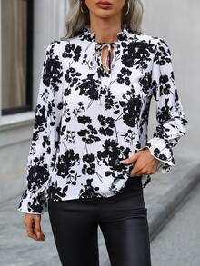 SHEIN Clasi 女士花卉印花綁領襯衫 - 彩色 - 查看 4