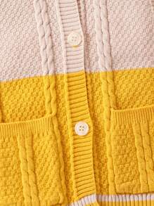 嬰兒男童有扭曲設計的針織無袖開衫 - 黃色 - 查看 4