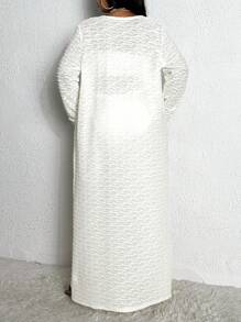 Slaydiva X-Plus Size Textured Fabric Twisted Top And Legging Set - Apricot - View 2