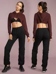 GLOWMODE Get Sporty Cropped Sweatshirt - Brown - View 5