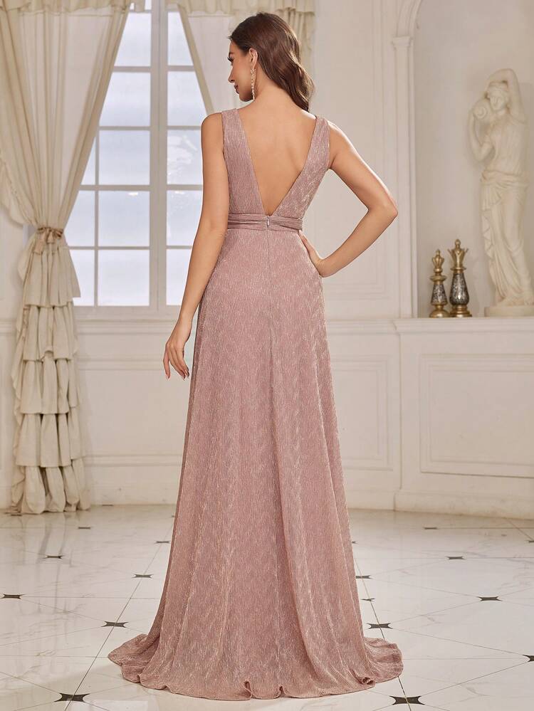 Deep V-neck Backless Bridesmaid Dress