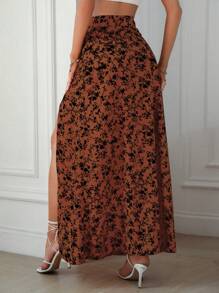 Breezaya 高腰碎花印花开叉大腿裙长款度假海滩装女款