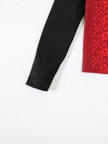 SHEIN Tween Boy休閒漢堡印花t恤和長褲緊身家居套裝 - 紅色 - 查看 9