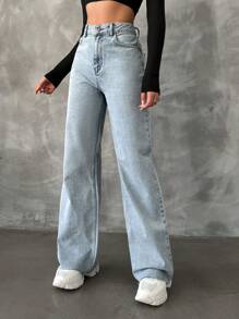 SHEIN Tall Casual High Waist Straight Leg Jeans