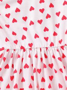 SHEIN Young Girl Heart Ruffle Trim Dress 3pcs/Set For Autumn And Winter