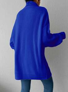 EURMUSE Women'S Loose Fit Collared Sweater - Blue - View 2