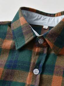 Young Boy Plaid Button Front Casual Shirt