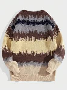 ROMWE MEN Street Life 男士長袖拼色套頭毛衣 - 彩色 - 查看 2