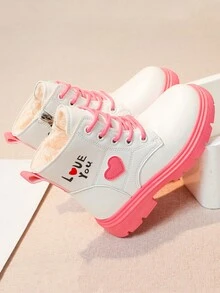 Girls' Boots New Arrival For Autumn Or Winter, High-tops Children Short Boots With Warm Lining, Flat-soled, Suitable For Big And Middle Girls