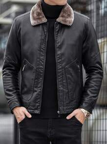 Men's Thickened Thermal Lined Leather Jacket