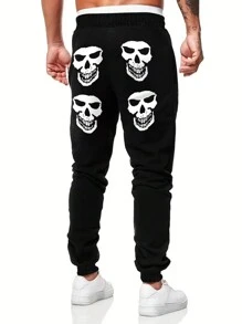 Manfinity Roughcore Men Sweatpants Kolor Kantong Halloween - Hitam - View 1