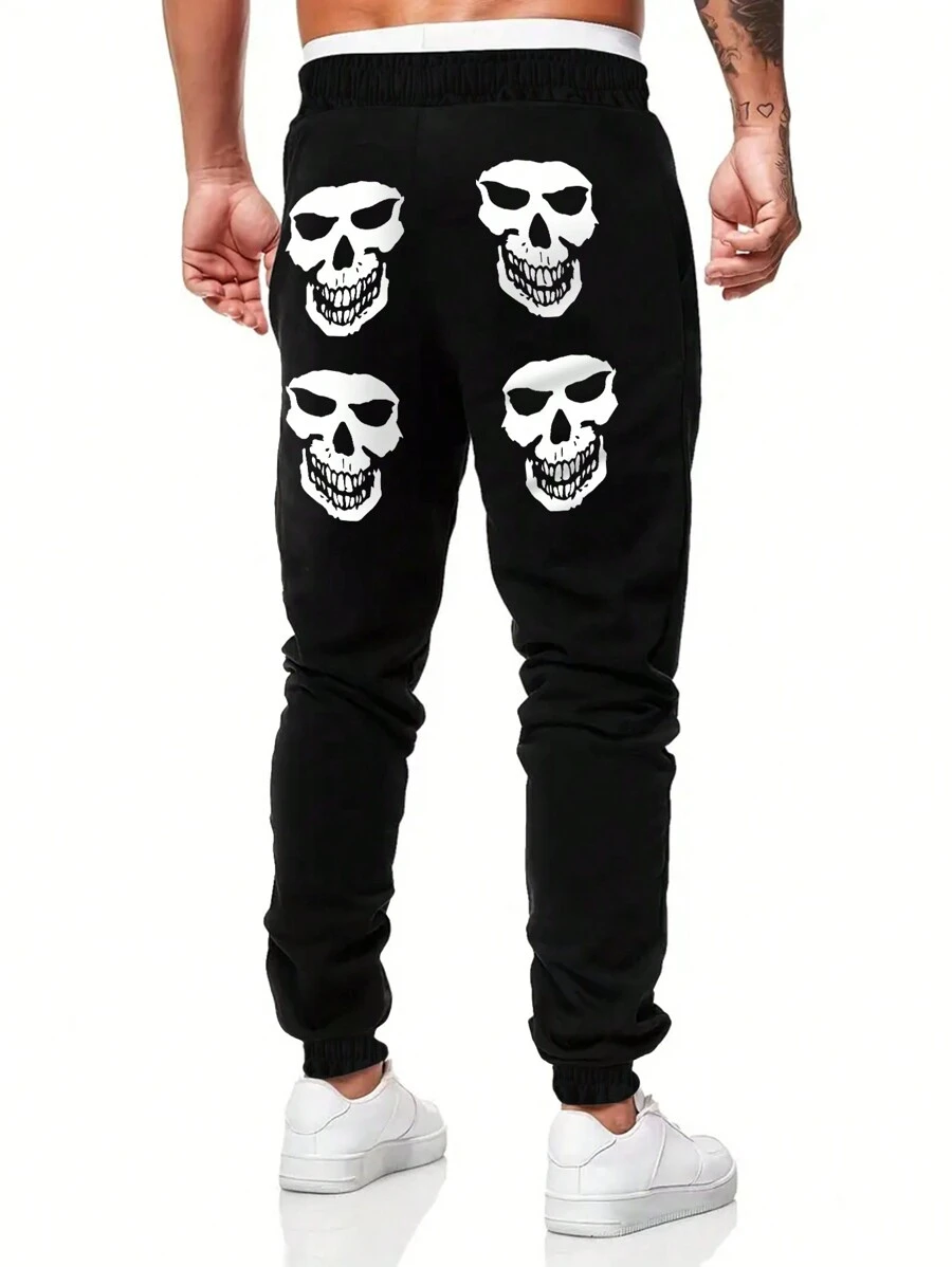 Manfinity Roughcore Men Sweatpants Kolor Kantong Halloween - Hitam - View 1