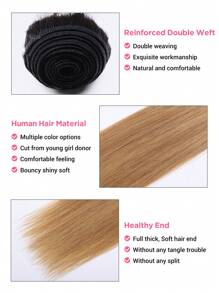 1pc Golden Ombre Color Virgin Human Hair Remy Hair Weave Human Hair Bundles Can Do Ponytail - S1/27 - View 5
