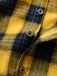 Con trai Kiểm tra Nút-Mặt trước Áo sơ mi - Màu vàng - Xem 3