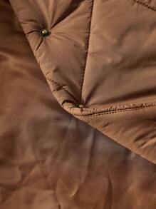 SHEIN Maternity Diamond Quilted Stitching Long Coat, For Winter - Rust Brown - View 6