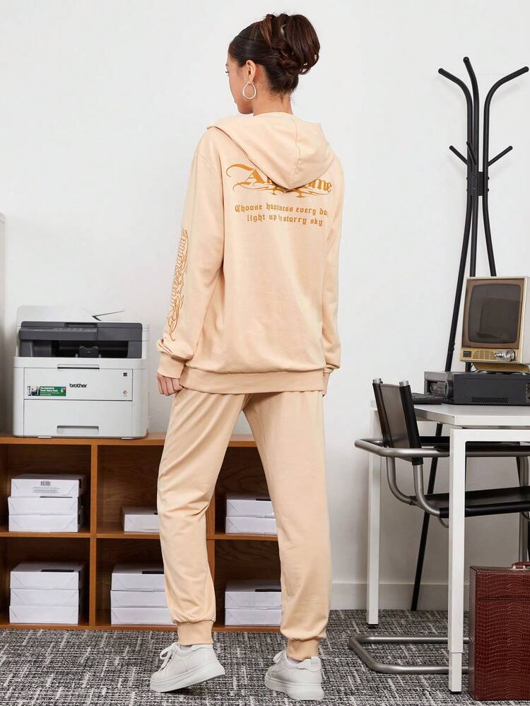 Knitted Casual Sweatsuit Set With Sweatshirt And Sweatpants, For Fall Winter