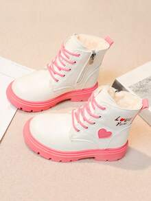 Girls' Boots New Arrival For Autumn Or Winter, High-tops Children Short Boots With Warm Lining, Flat-soled, Suitable For Big And Middle Girls