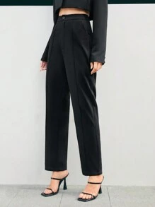 Anewsta Của phụ nữ Chân thẳng Quần tây - màu đen - Xem 3