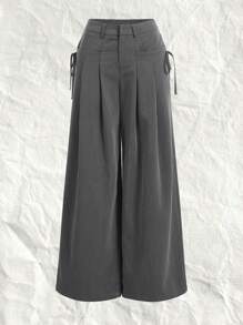 SHEIN EZwear Gray Textured Plus Size Women's Suit Pants