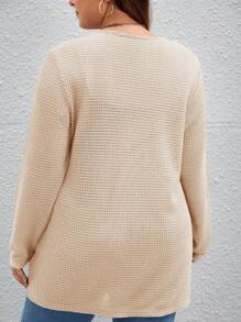 SHEIN Essnce Của phụ nữ Kích thước lớn Màu thuần Áo khoác Với Patch Túi - Màu be - Xem 2