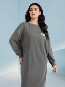 Mulvari Plus Size Women'S Arabic Style Embroidered Dress - Dark Grey - View 5