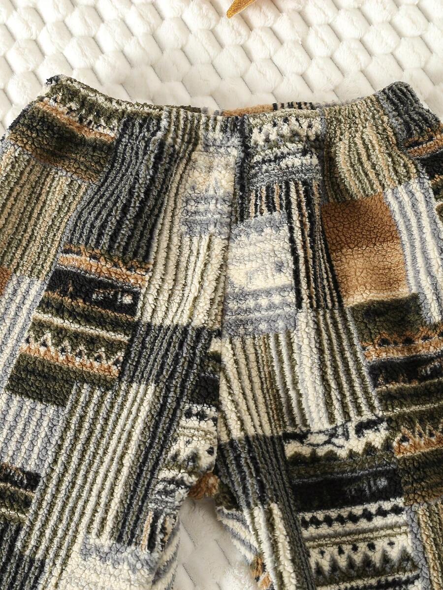 Boys' Patchwork Floral Printed Long Sleeve Pajamas Set With Top And