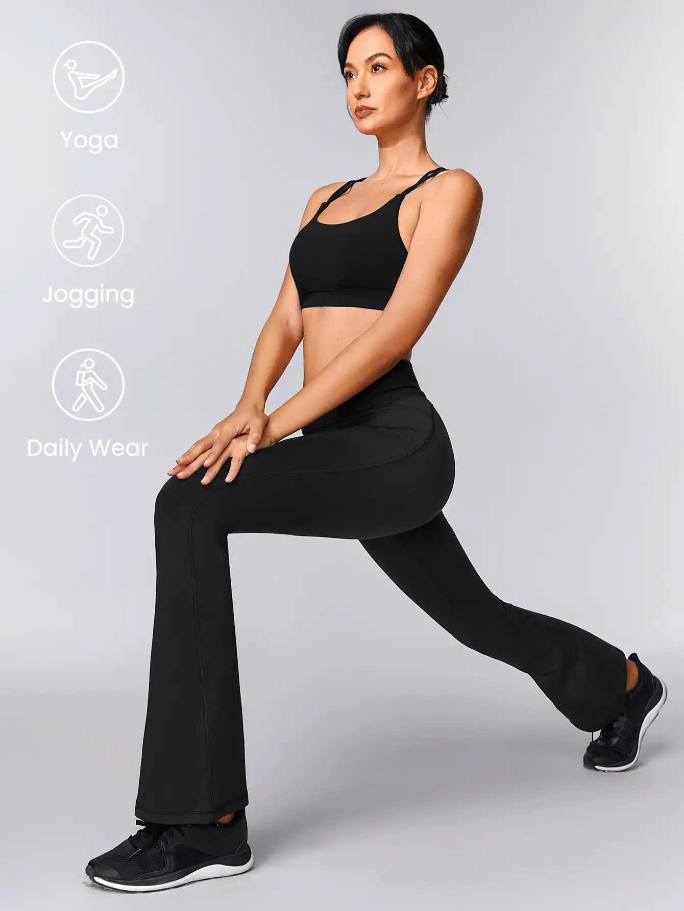 31" Fleece High Waist Flared Leggings Pants With Side Pockets Low Impact Yoga Pilates Daily Fall Winter