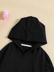 SHEIN Áo nỉ in hình hoạt hình dành cho bé gái tuổi teen - màu đen - Xem 3