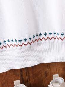 SHEIN Toddler Girls' Strawberry Pattern Raglan Sleeve Sweater - Apricot - View 4