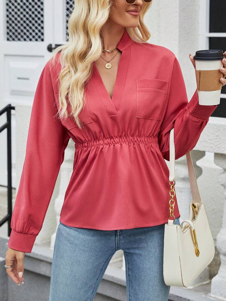 Women's Solid Color V-Neck Shirt Fall Cloth For Women