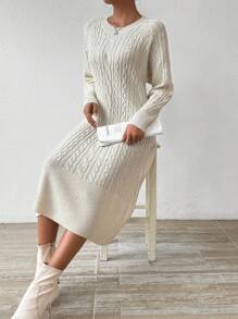 Calvaya Women's Sweater Dress With Raglan Sleeve Design