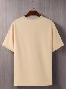 Manfinity Homme 男式加大尺寸貓和吉他印花短袖t恤 - 卡其色 - 查看 2