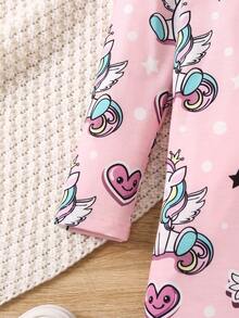 SHEIN 小女孩卡通獨角獸印花連衣裙 - 彩色 - 查看 6