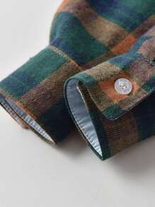 Young Boy Plaid Button Front Casual Shirt